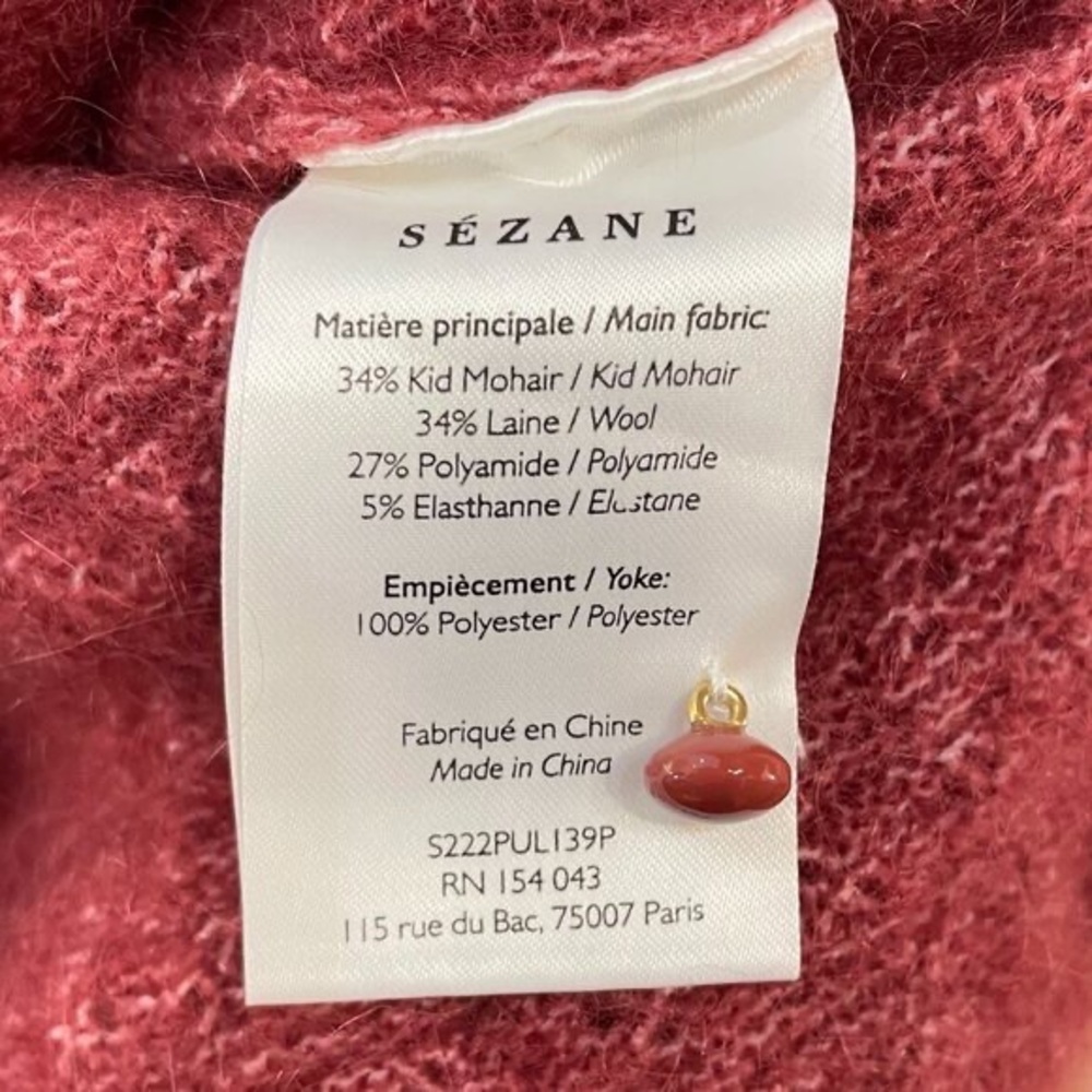 EUC Sézane Cheryl Mohair Wool Lace Trim Sweater Rosewood Large - Picture 6 of 6